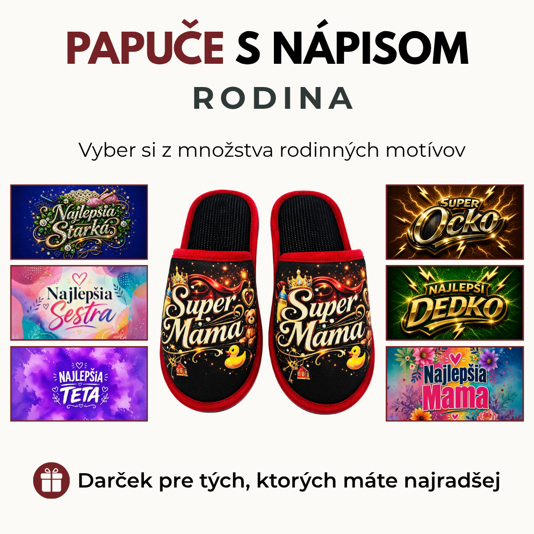 Papuče s nápisom – Rodina