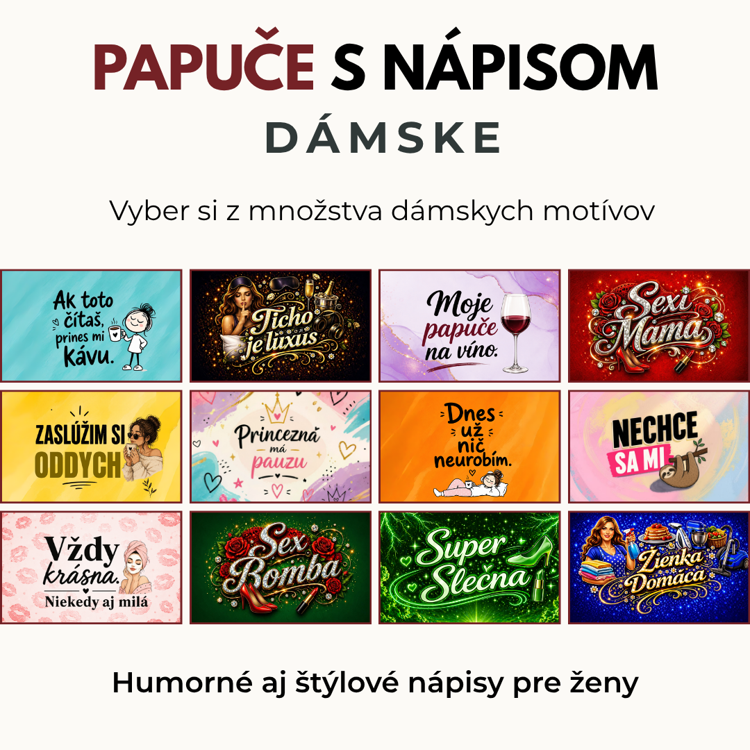 Papuče s nápisom pre ženy