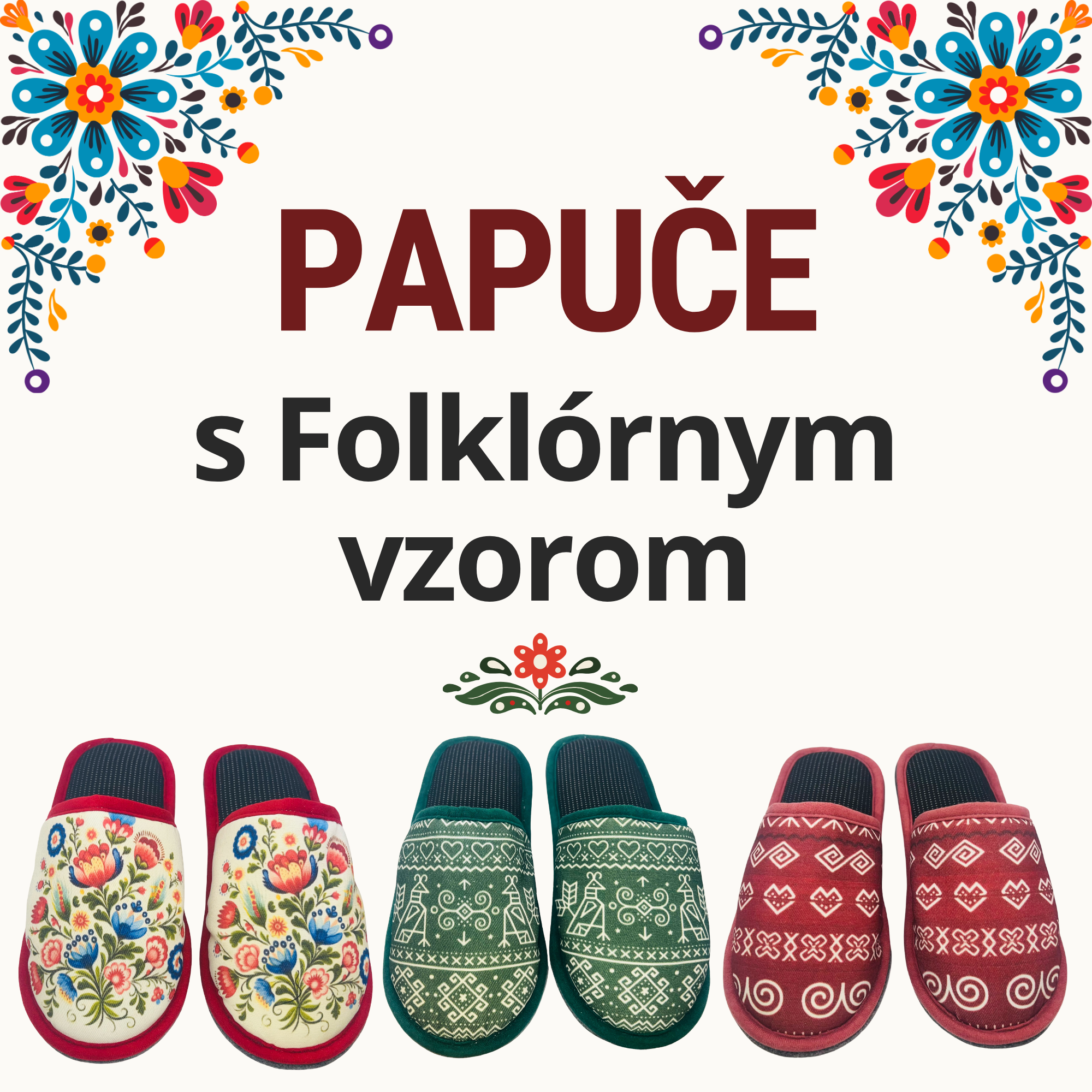 Papuče s folklórnym vzorom