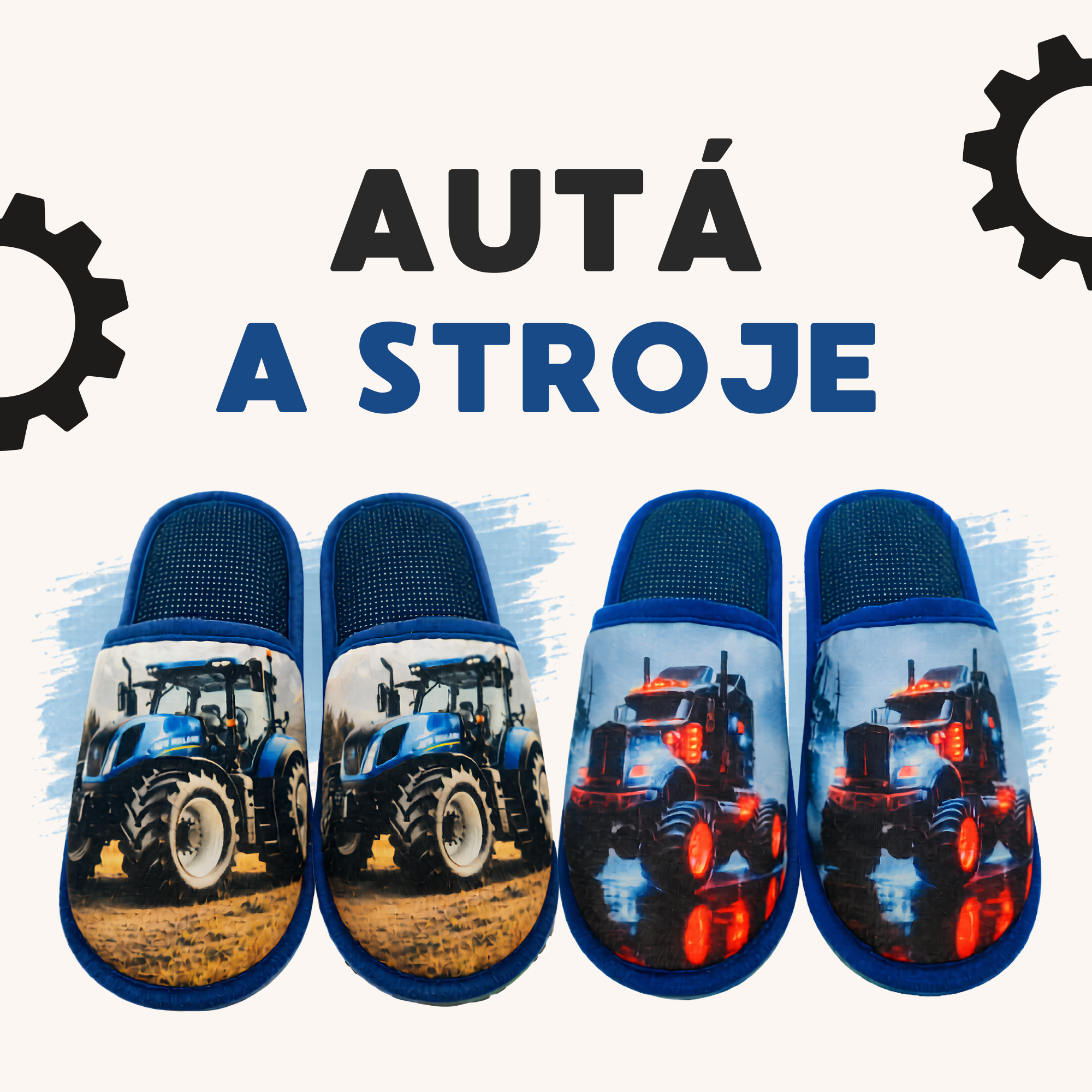 Papuče s Autami a Strojmi