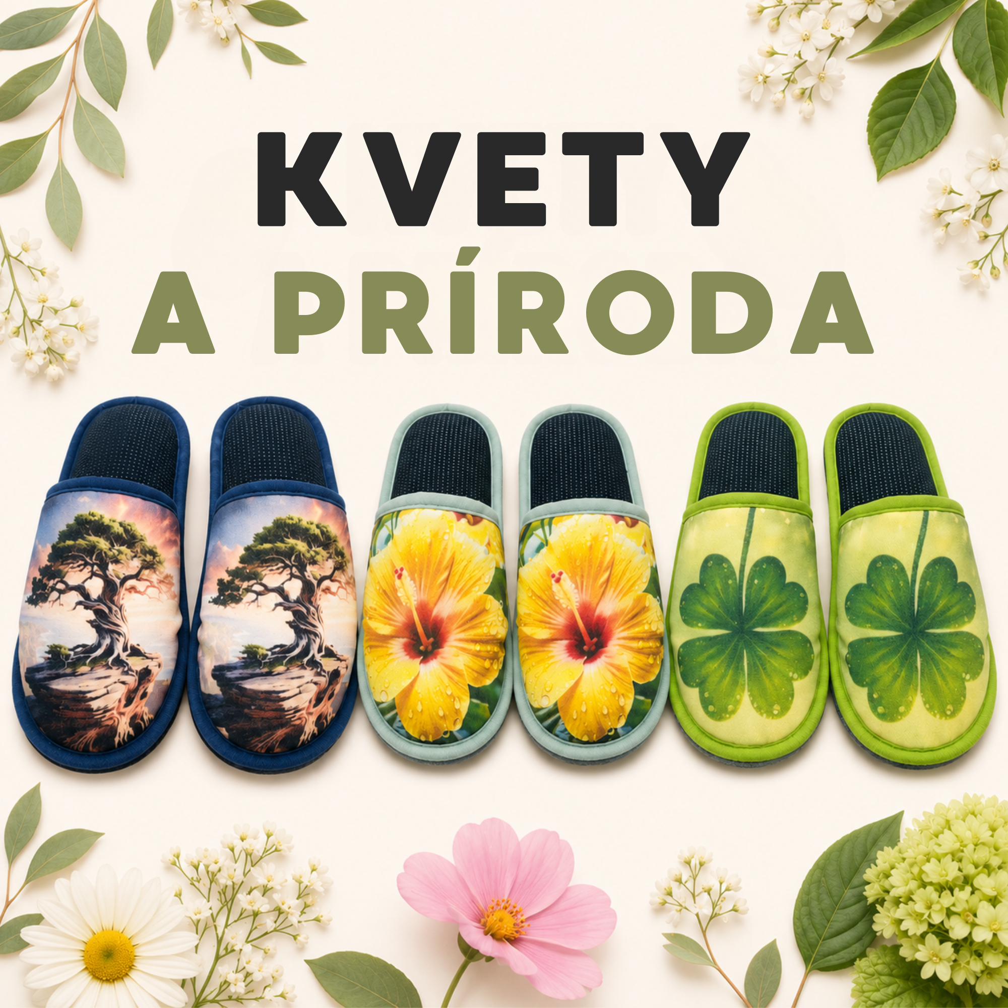 Papuče s Kvetmi a Prírodou